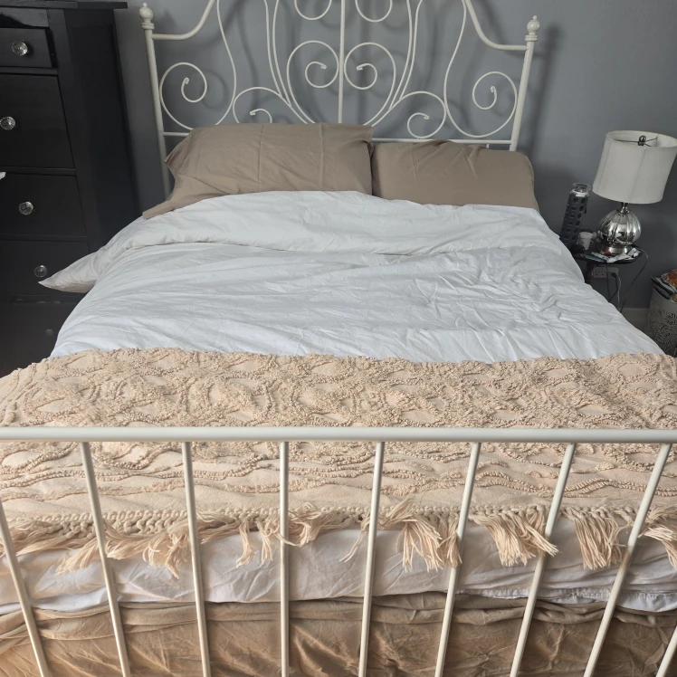 Ikea Leirvik Double/Full Size White Metal Bed Frame