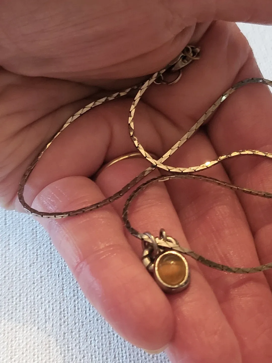 Vintage Necklace with Amber Pendant image indicator(3)