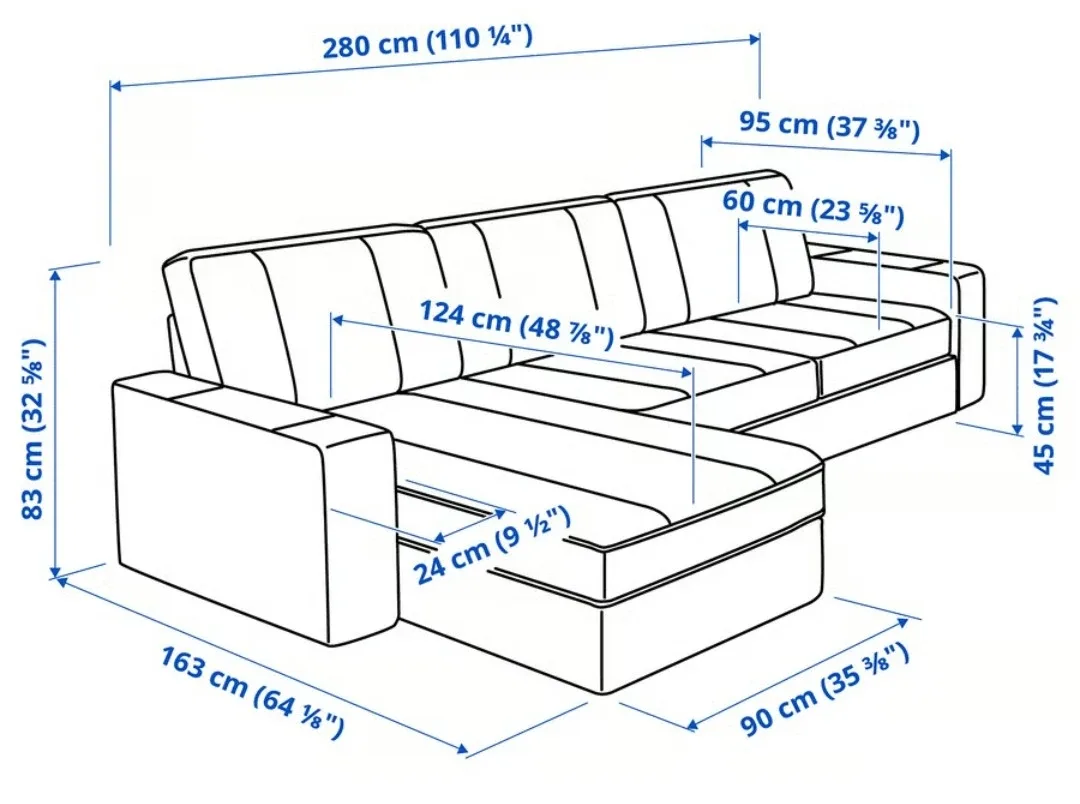 IKEA Kivik Loveseat with Chaise 🛋 Tresund Anthracite image indicator(3)