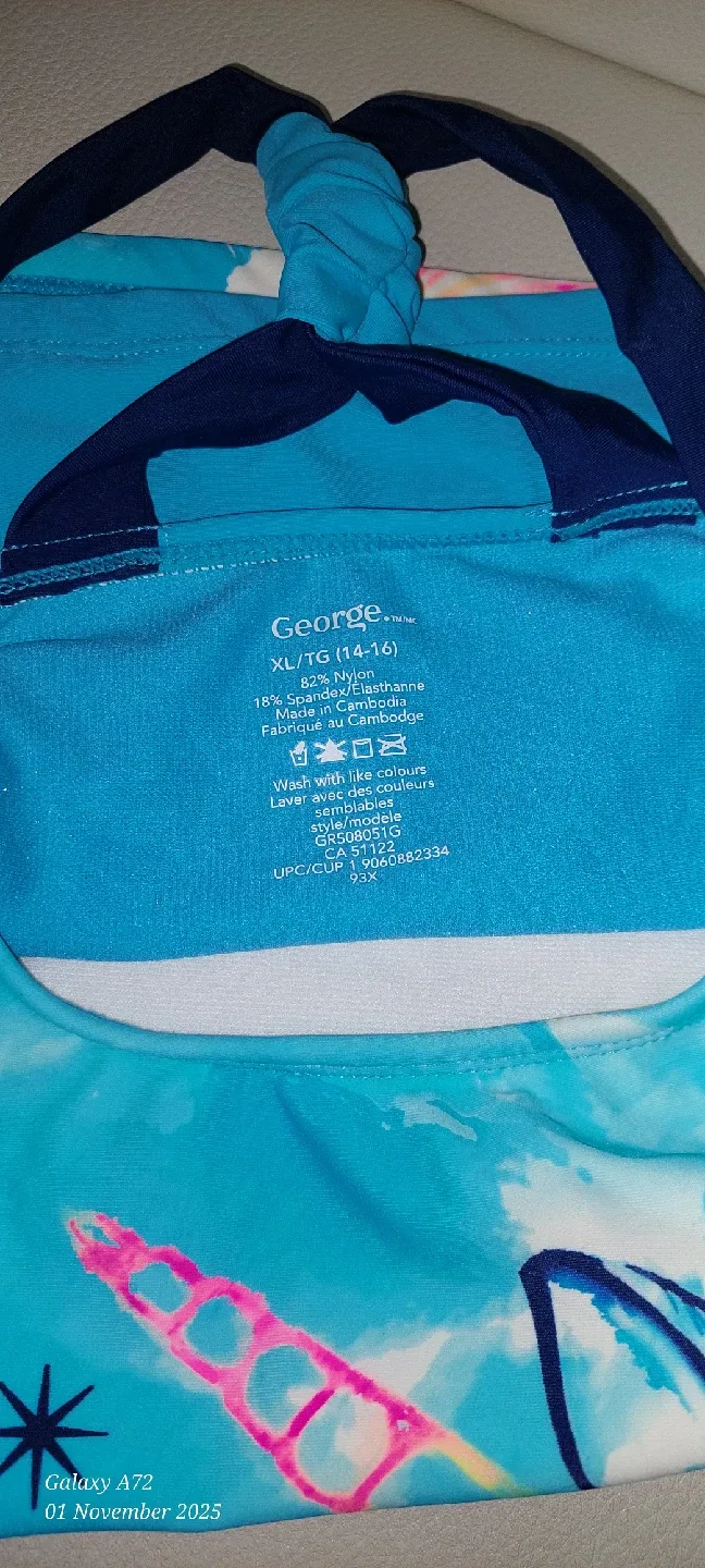 George Girls' XL (14-16) Unicorn Swim Tank Top image indicator(2)