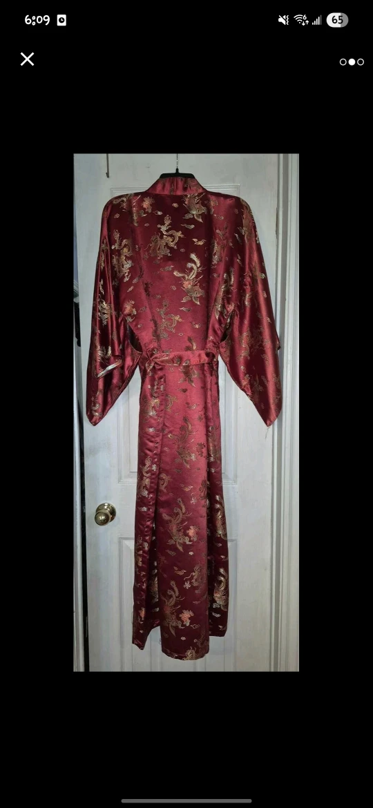 Red Silk Kimono Robe 🥕 - photo 2