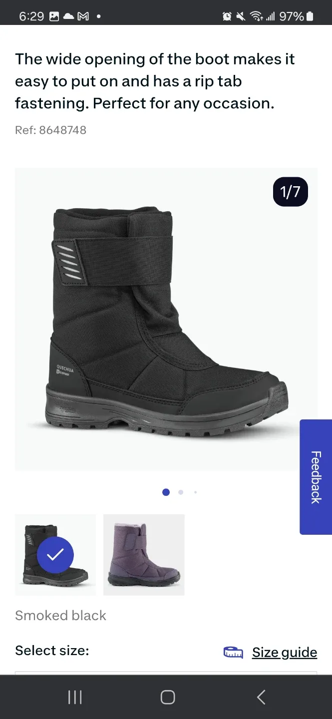 Quechua Kids' Waterproof Snow Boots - Smoked Black