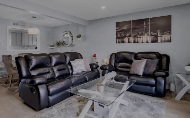 Black Leather Reclining Sofa set