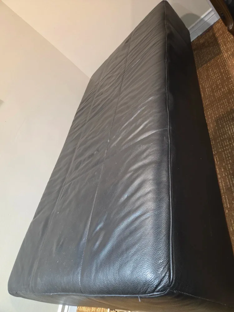Black Leather Ottoman