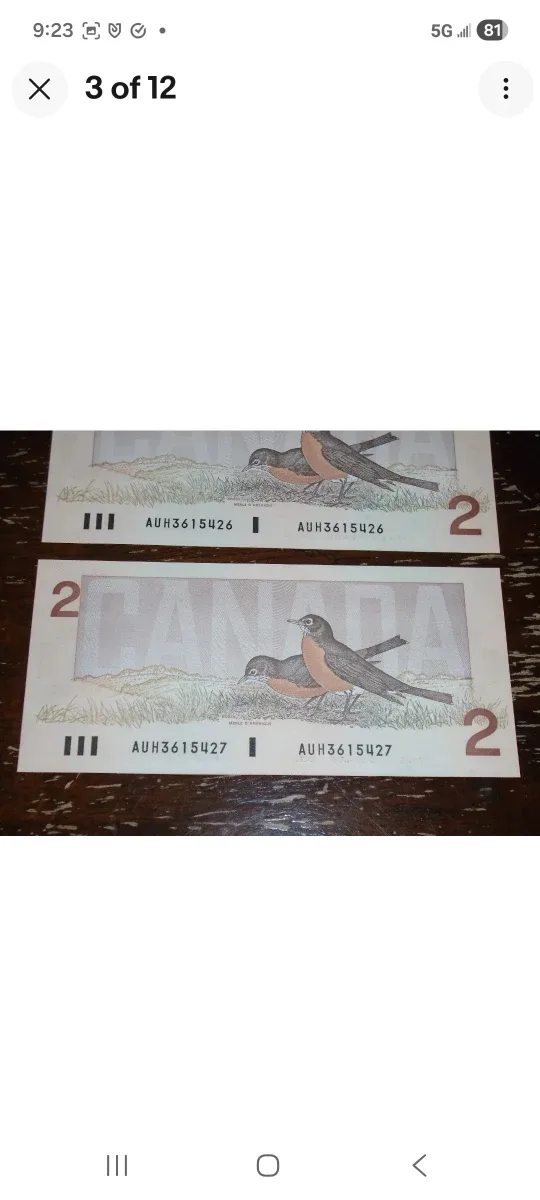 1986 Bank of Canada, Consecutive $2 Bills/AUH/Crow-Bouey + Bonus image indicator(3)