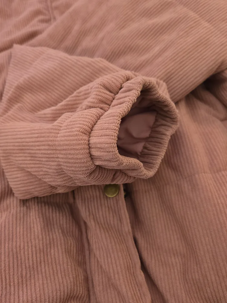 Pink Corduroy Puffer Jacket Size Womens S-M image indicator(5)