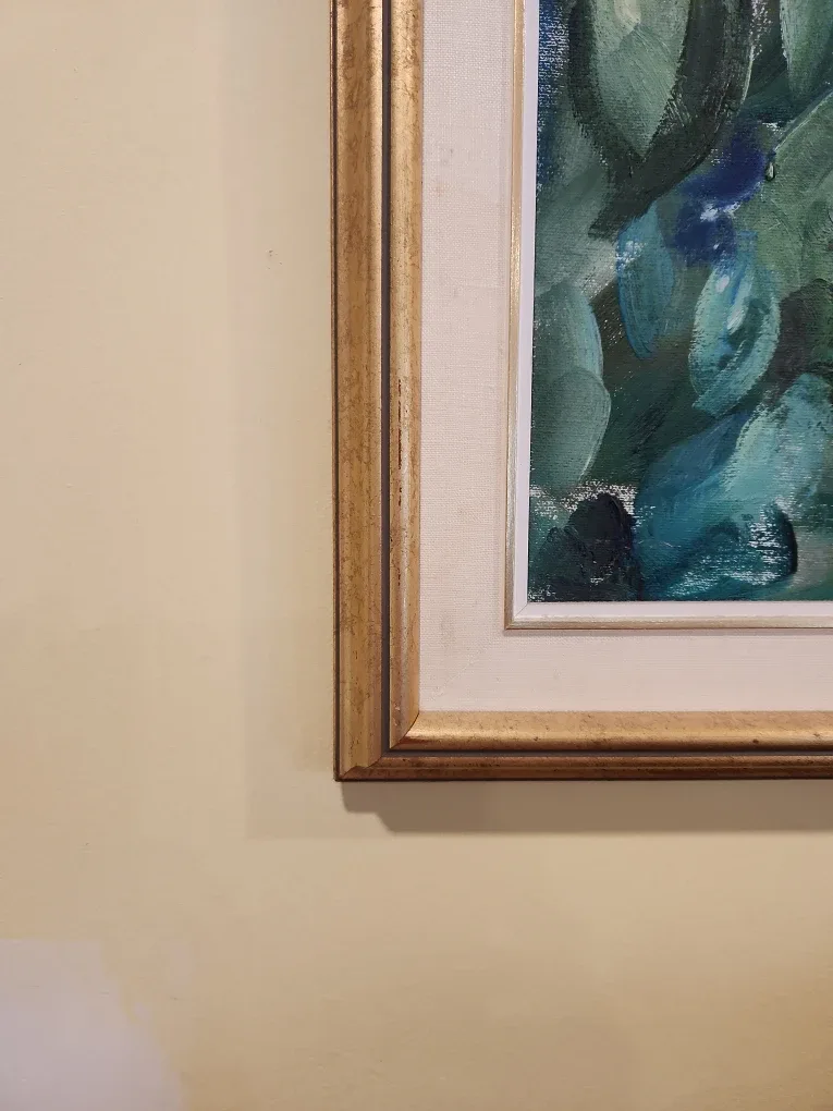 Floral real oil Painting with Gold Frame image indicator(2)