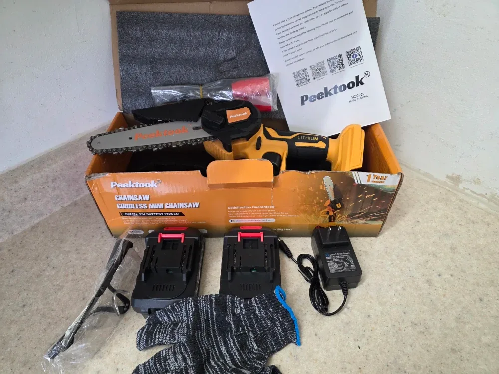 PeekTook Cordless Mini Chainsaw - NEW in box image indicator(3)