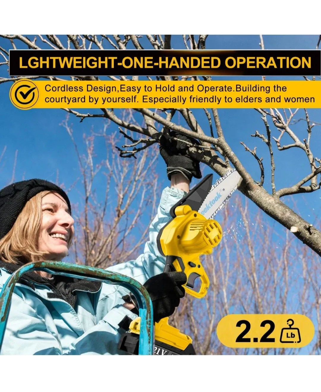 PeekTook Cordless Mini Chainsaw - NEW in box image indicator(6)