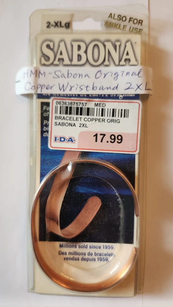 Sabona Original Copper Wristband 2XL - New in Package