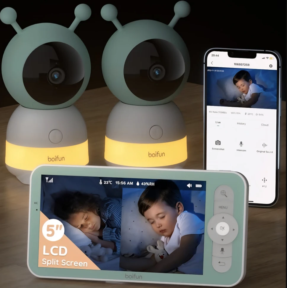 Boifun Baby Monitor w/ 5" LCD Split Screen
