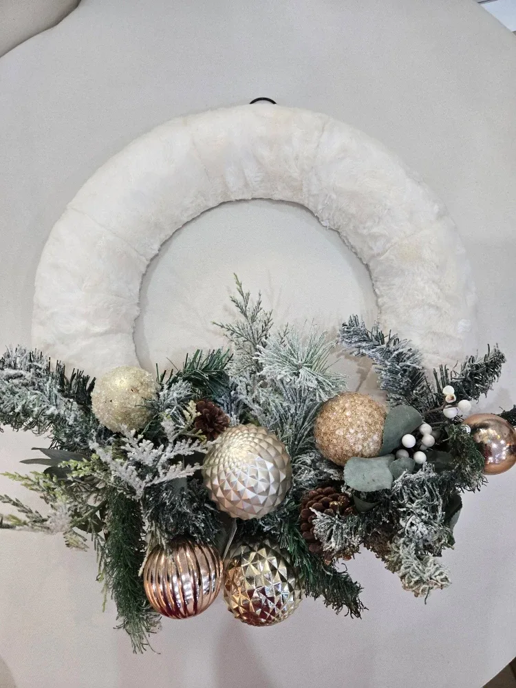 Christmas Wreath with Ornaments and gold accents