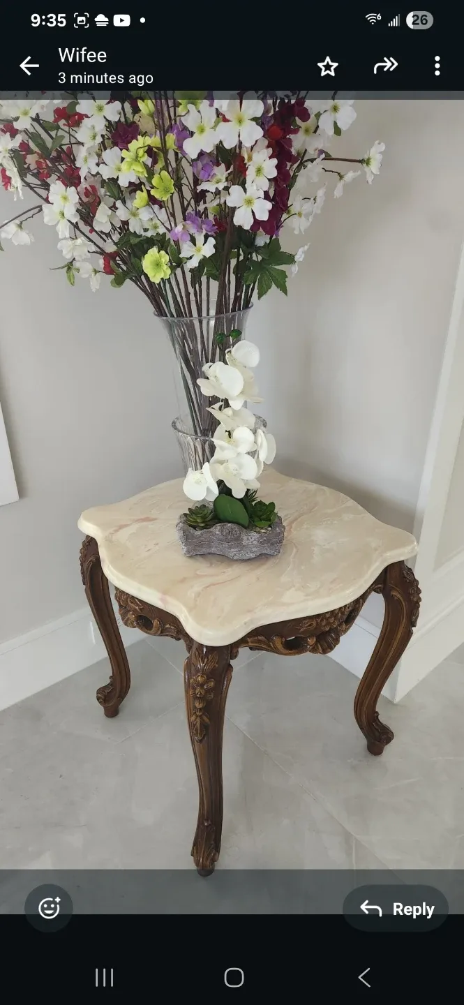Ornate Marble Top Accent Table