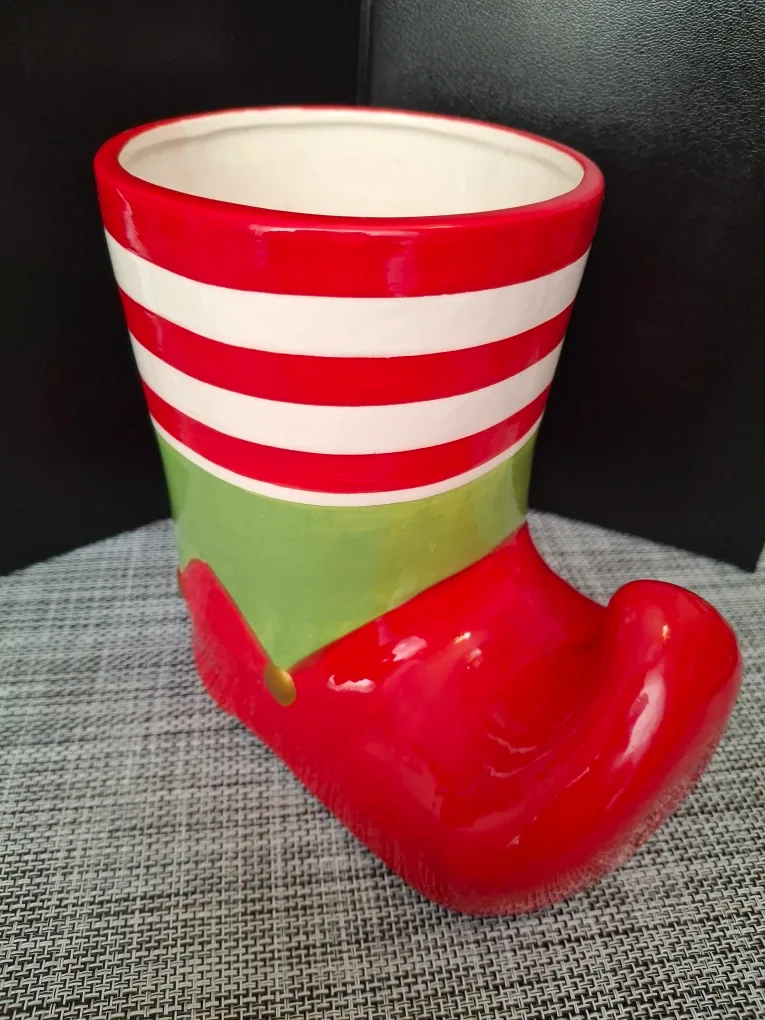 Elf Boot Vase - Red, Green, and White