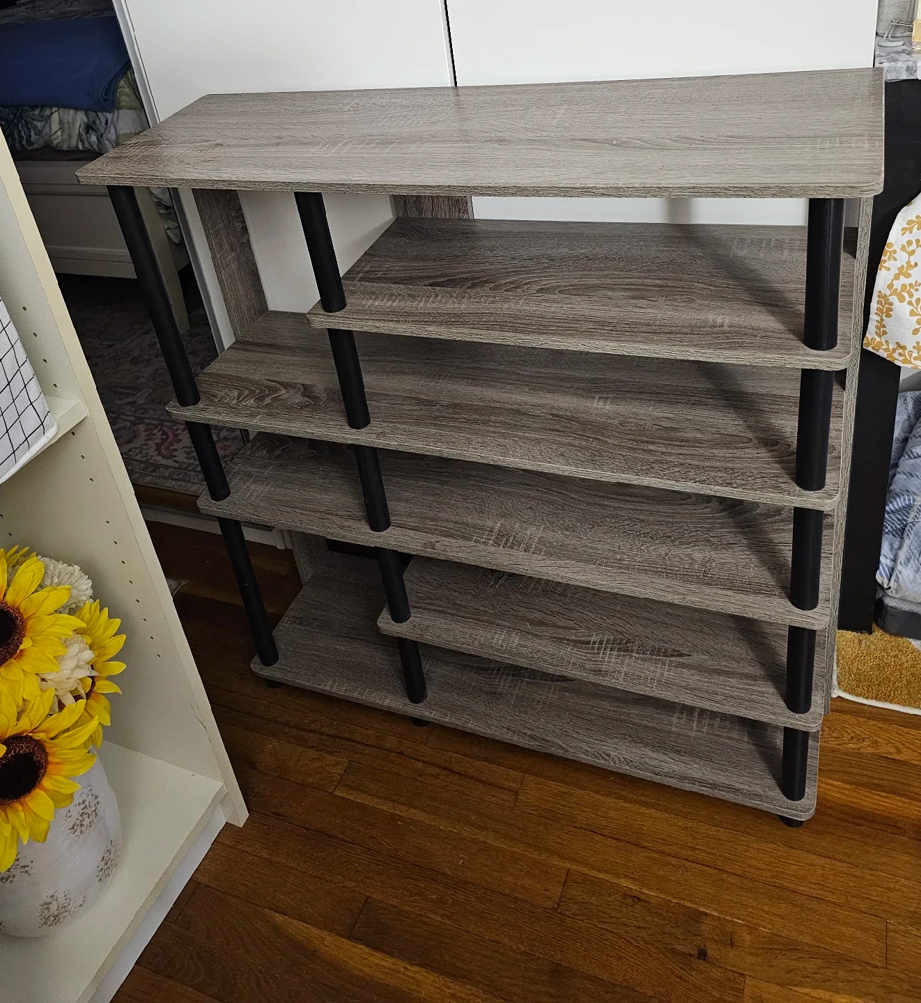 Multi use. 5-Tier Shoe rack, Gray Wood Grain image indicator(2)