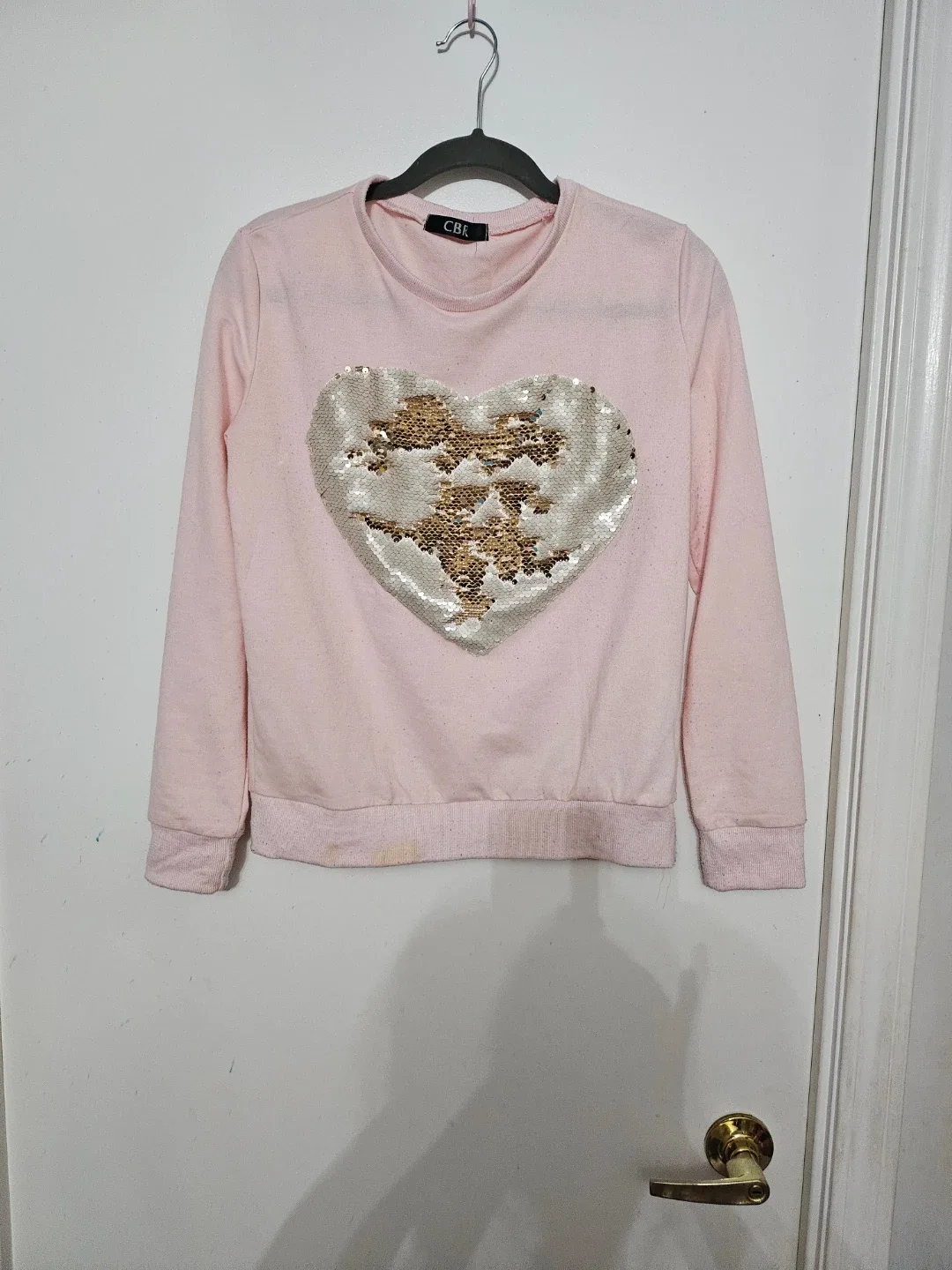 🩷CBE Pink Sequin Heart Sweatshirt