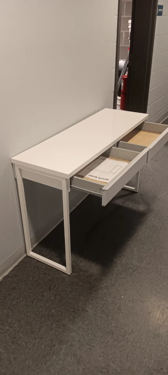 IKEA BESTA Burs White Desk with Drawers image indicator(3)