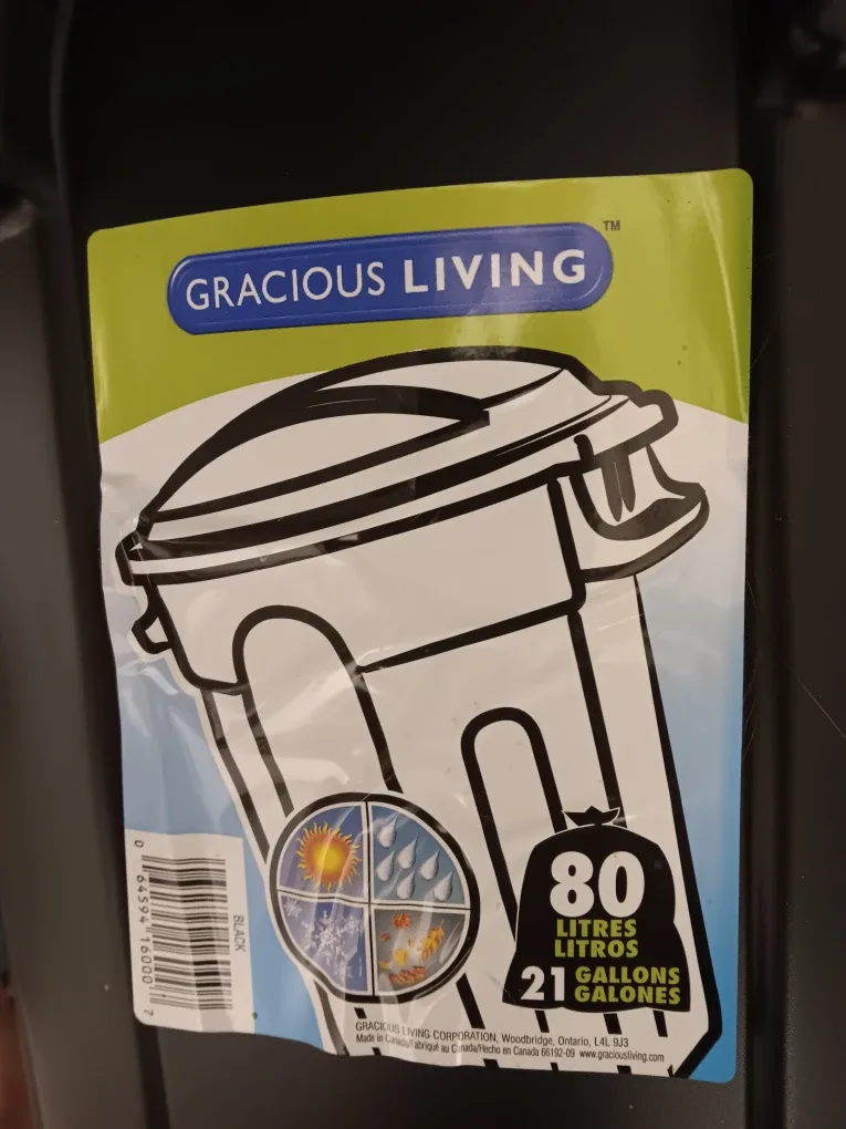 Gracious Living 80 Litre Black Trash Can