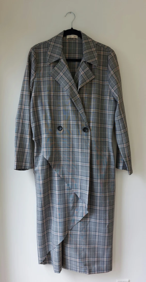 Plaid Trench Coat - Size Large - photo 2