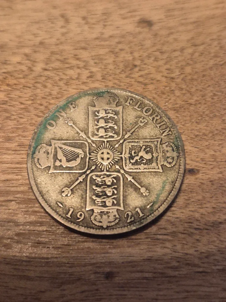 1921 British Silver Florin coin
