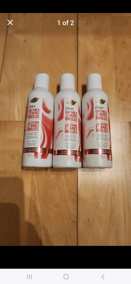 Dove Oat Milk & Berry Brulee Plant Milk Body Wash Samples