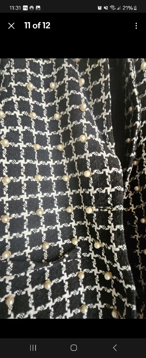 Boston Proper Houndstooth Pearl Embellished Jacket - M image indicator(8)