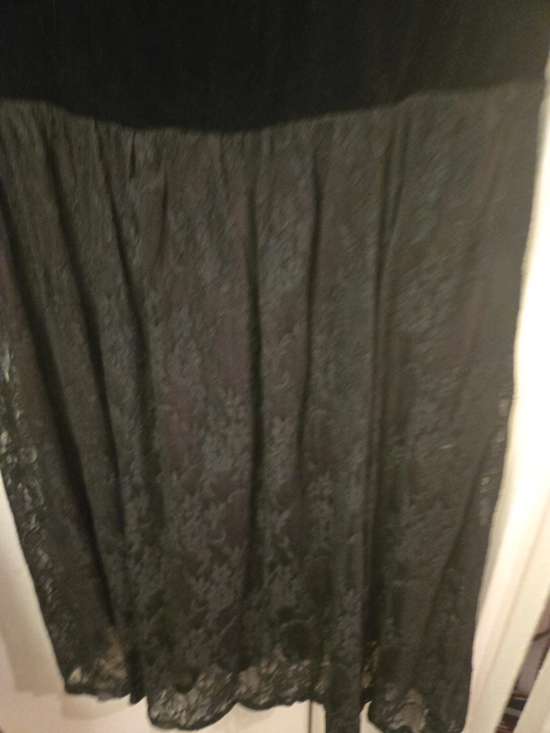 Black Velvet and lace design women dress  sz XL - photo 2