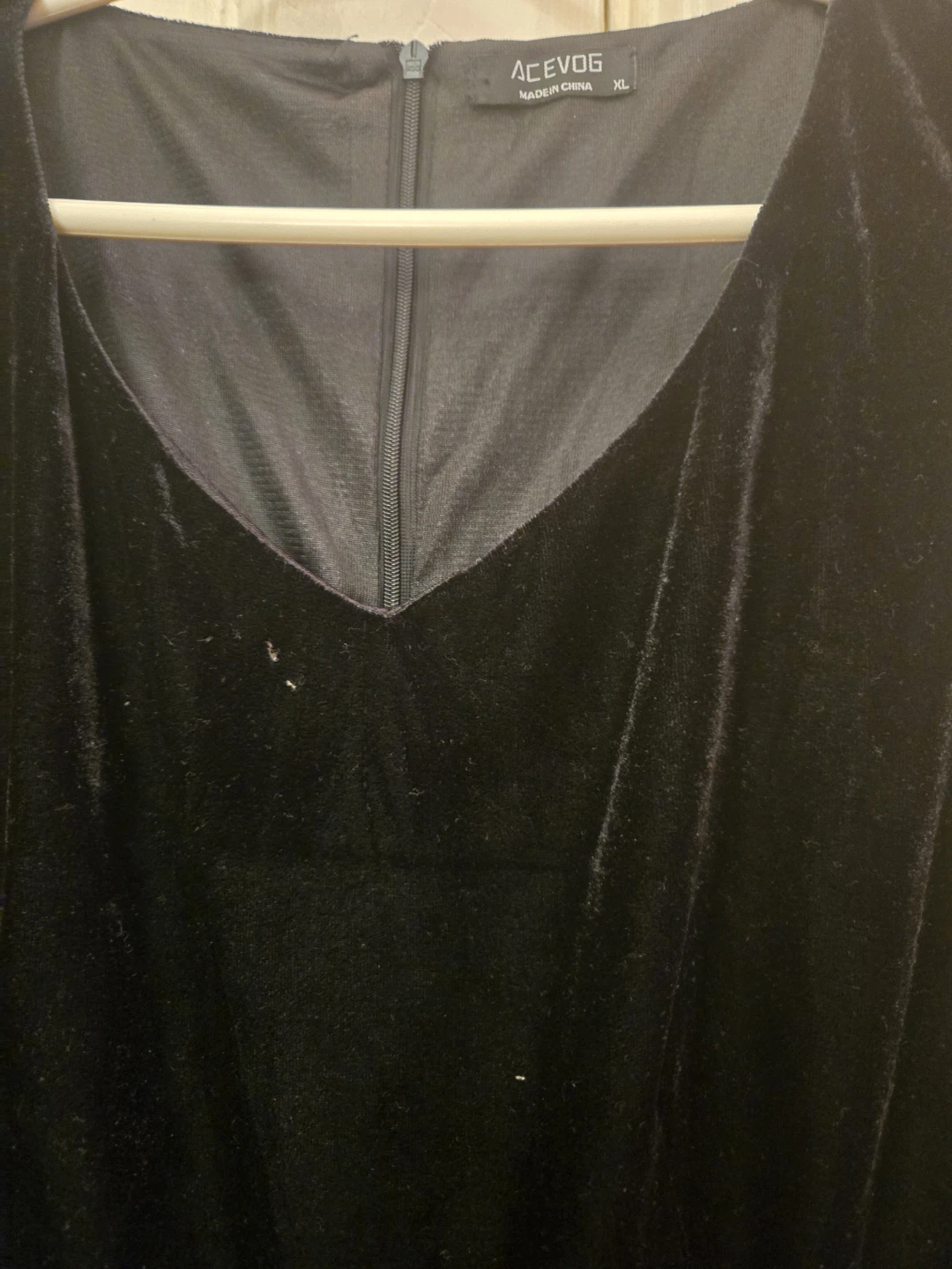Black Velvet and lace design women dress  sz XL - photo 4