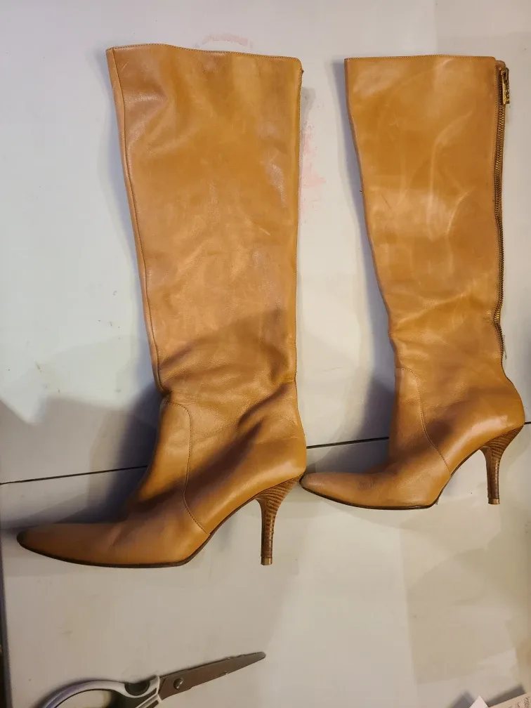 Michael kors Tan Leather Knee-High Heel Boots image indicator(3)