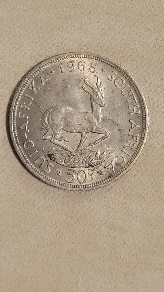 Vintage South African 50c big Silver Coin - 1963 - photo 2