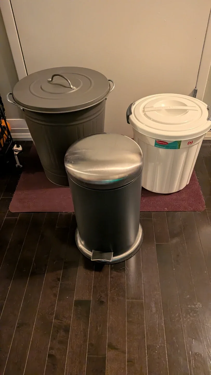 Set of 3 Assorted Trash Cans - Three Different Styles thumbnail