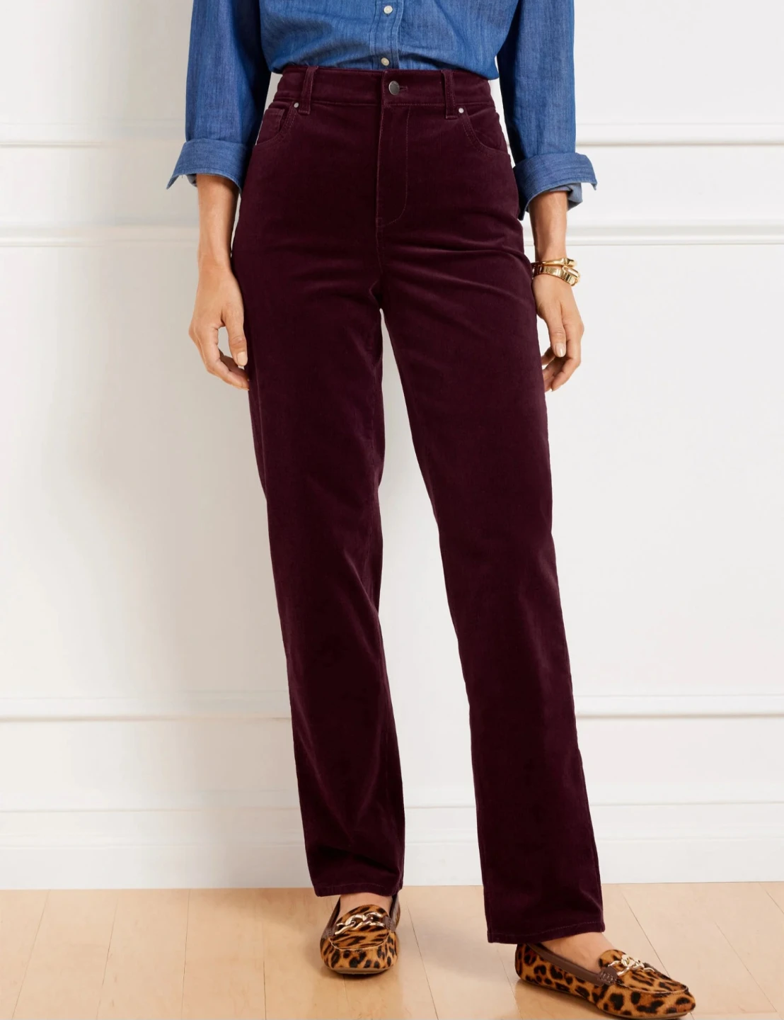 Talbots High-Rise Straight-Leg Corduroy Pants - Size 14
