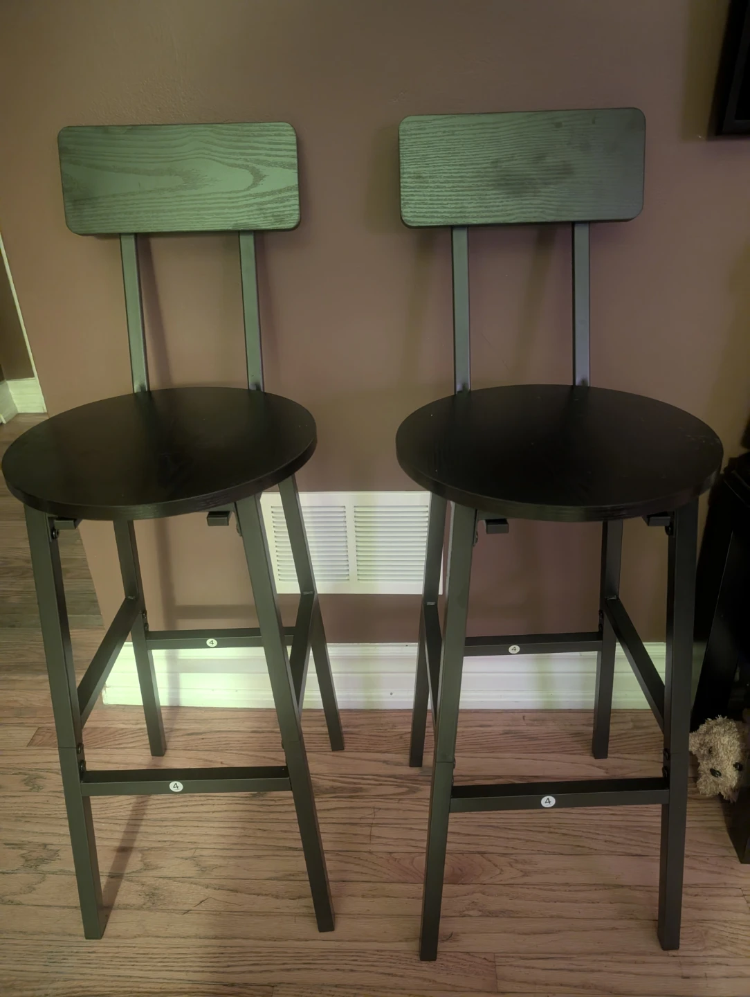 Black Bar Stool - 24.4" Seat Height