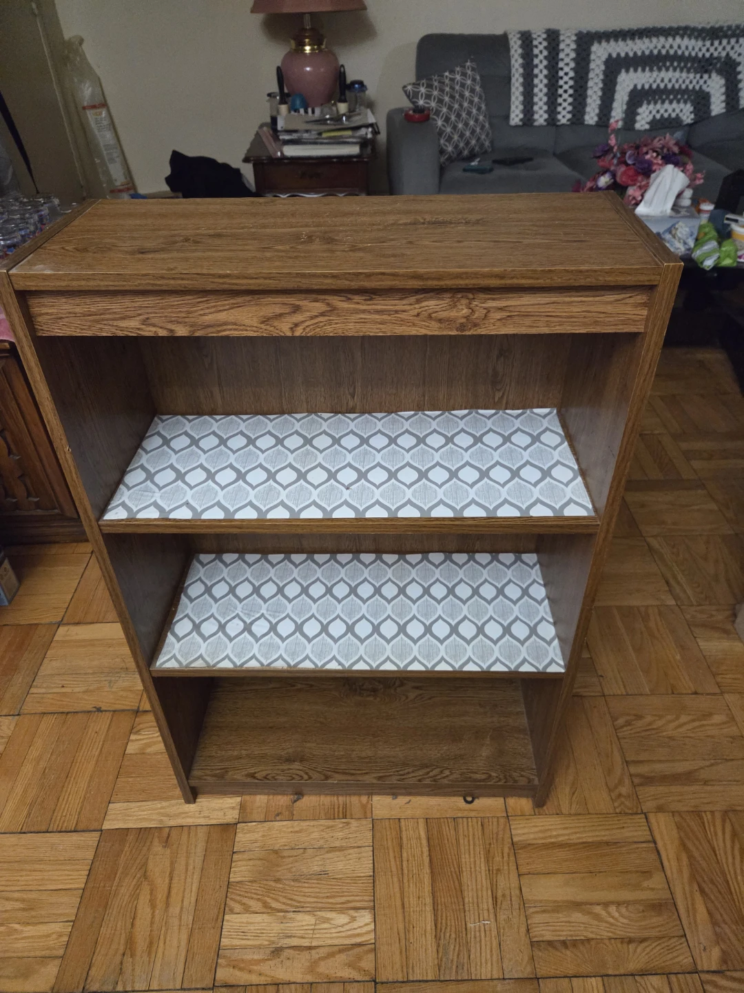 Wooden Bookcase with Shelf Liner