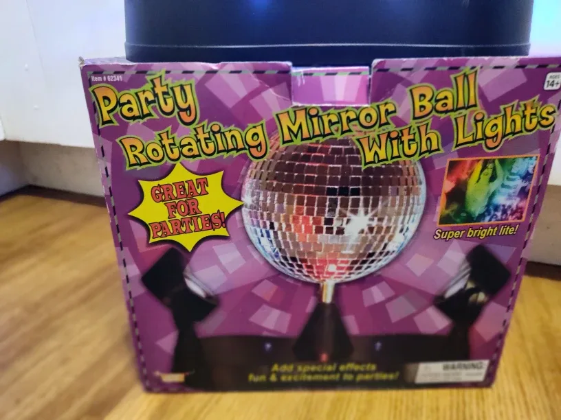 Party Rotating Mirror Ball with Lights image indicator(2)