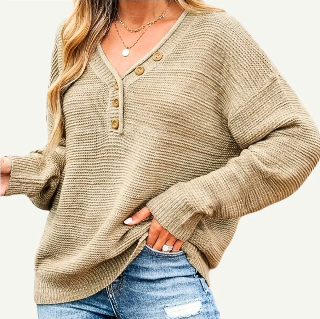 Ribbed Knit Sweater with V-Neck - NWT (size XL) image indicator(8)