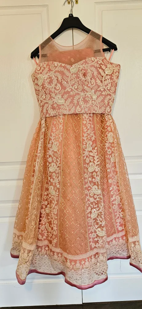 Peach Embroidered Lehenga Choli Set