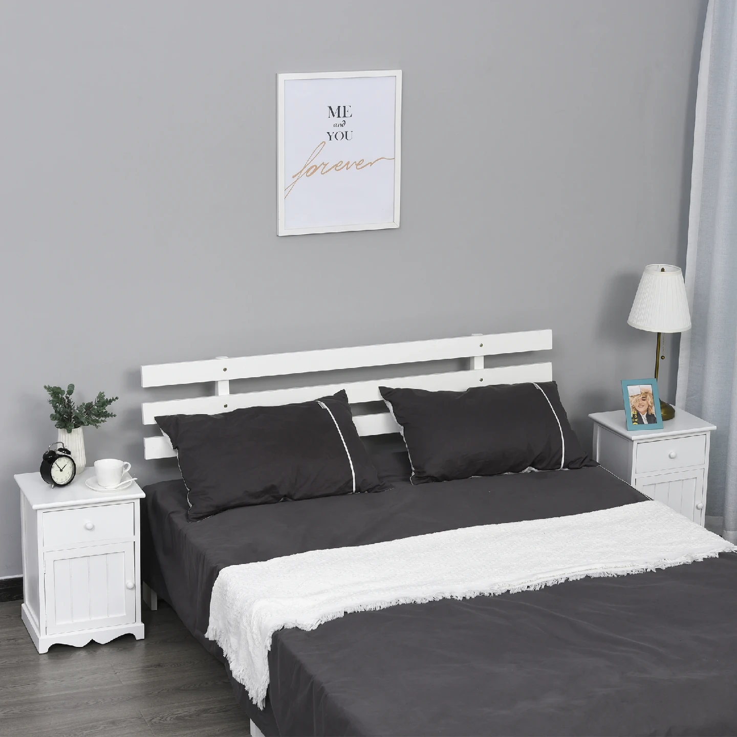White Nightstand with Drawer & Door set of 2 - photo 5