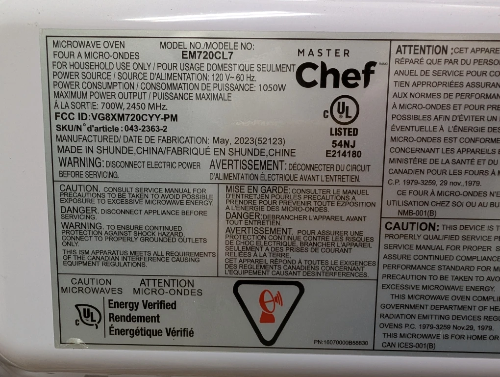 Master Chef EM720CL7 Microwave Oven - photo 5