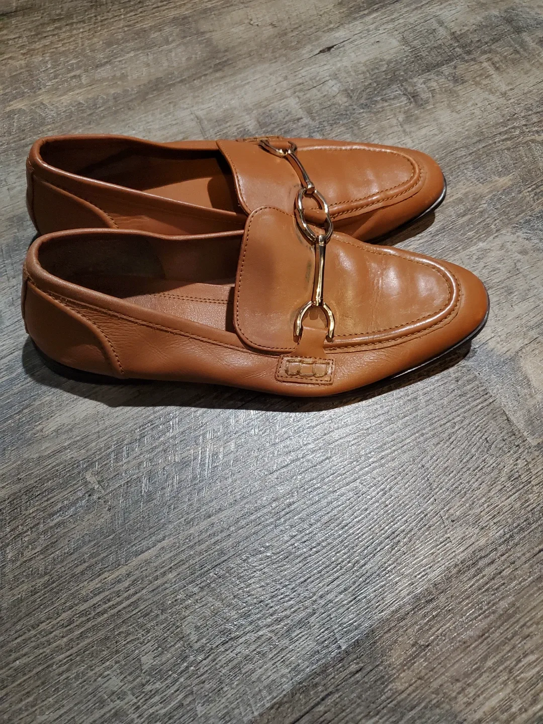 Zara Brown Leather Loafers size 37
