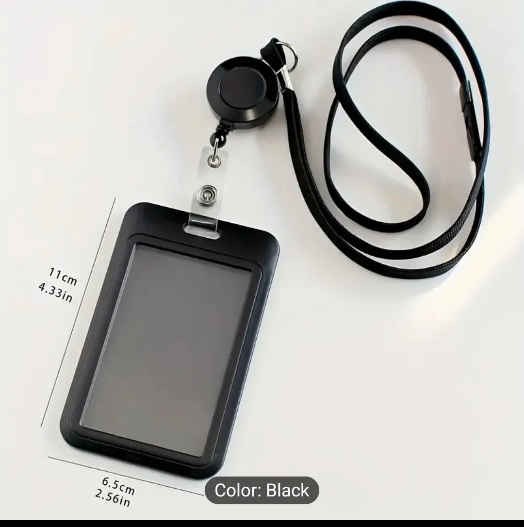 Black ID Badge Holder with Lanyard