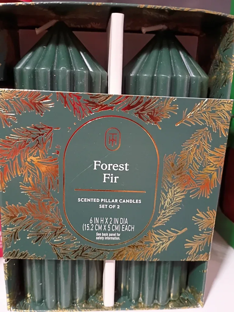 Forest Fir Scented Pillar Candles - Set of 2