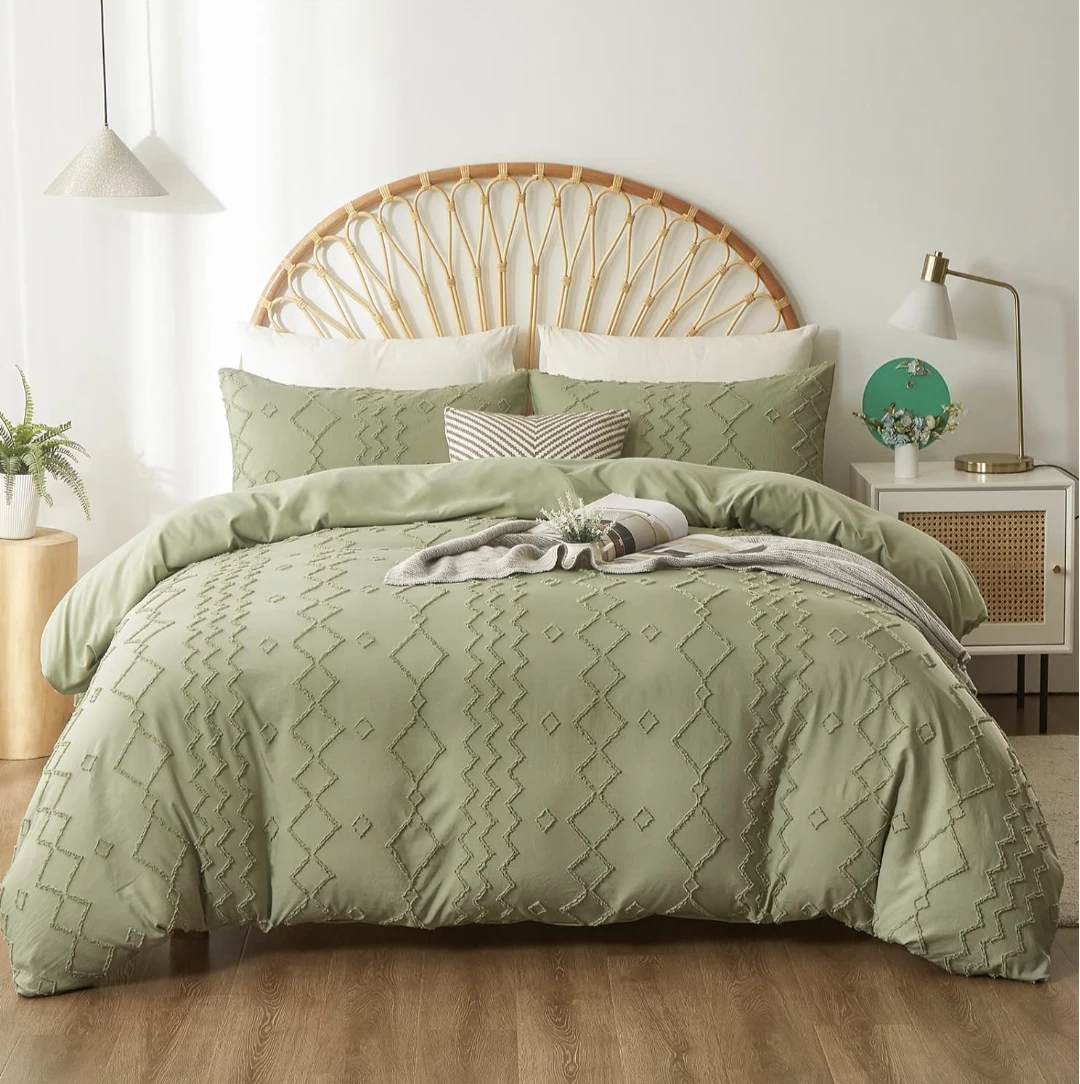 Sage Green Tufted Queen Duvet Cover Set - photo 2