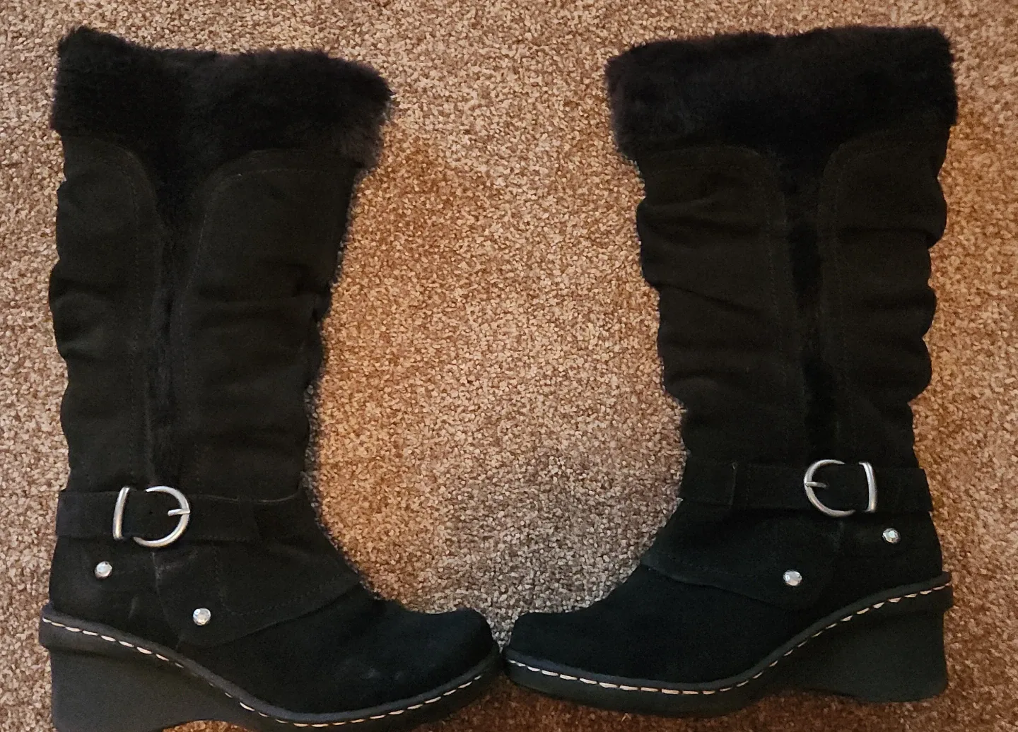 Roberto Vianni Carla Black  Leather Upper Boots - Size 7M