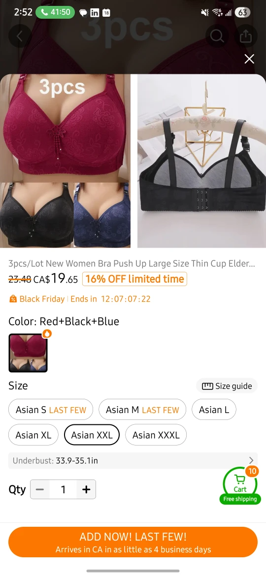 New 3pcs Women's Bra, Push Up, Size XXL - photo 4