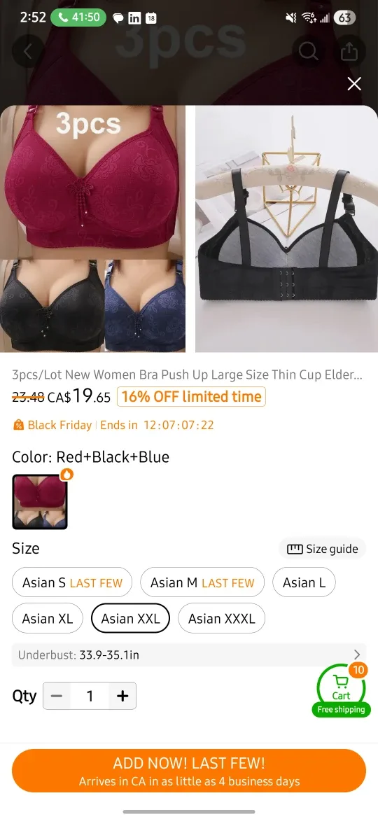 New 3pcs Women's Bra, Push Up, Size XXL image indicator(4)