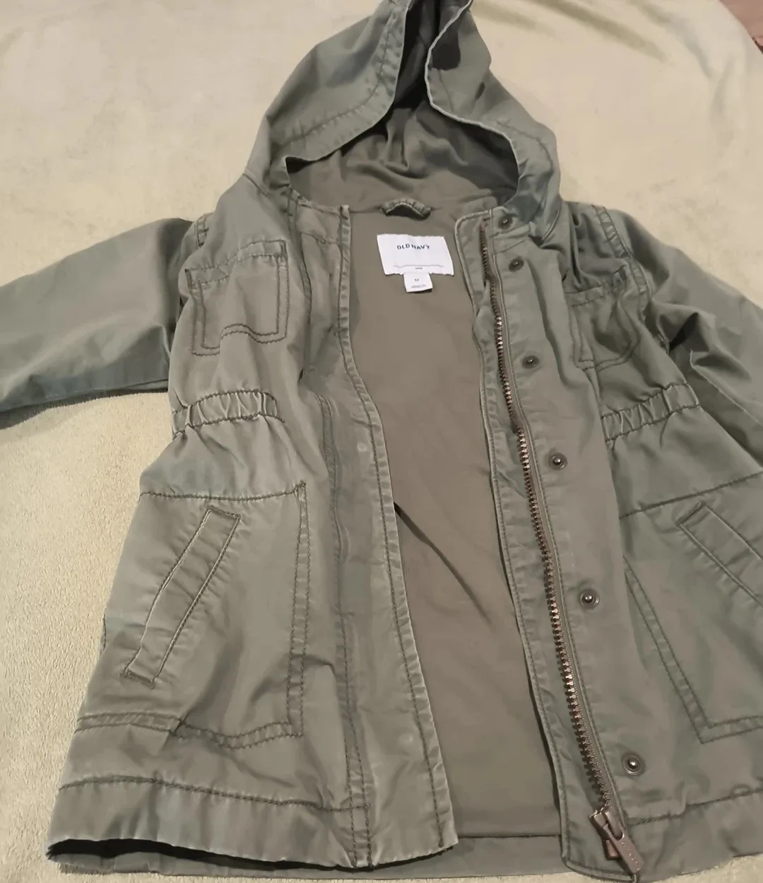 Old Navy 5T Olive Green Hooded Jacket image indicator(3)