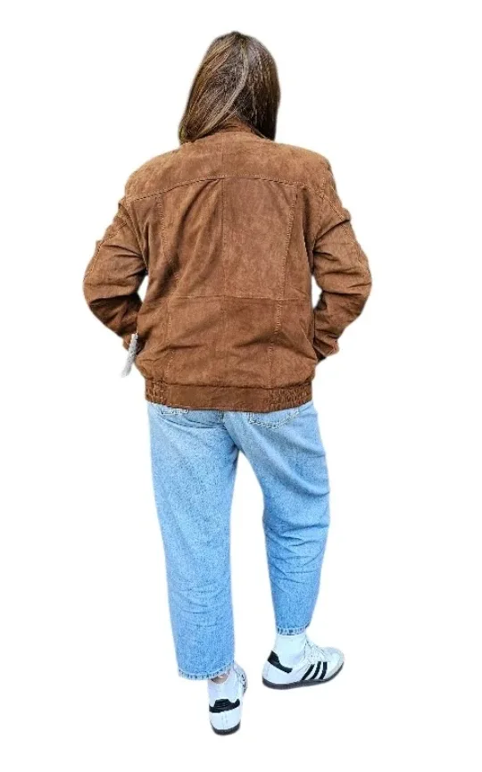 New w Tag Brown Suede Bomber Jacket image indicator(4)