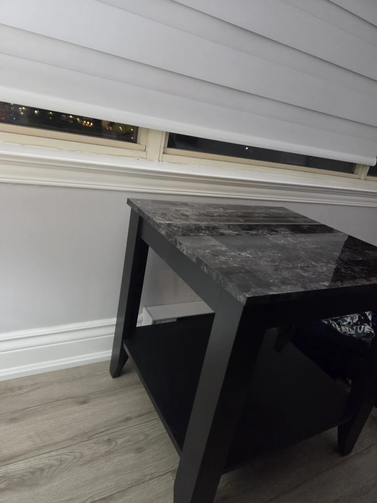 Black End Table with Marble-look Top - photo 2