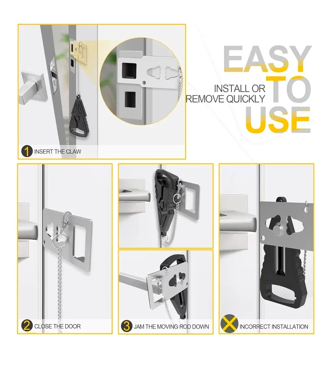 Portable Door Lock for Hotel Room, also a Phone Stand image indicator(7)